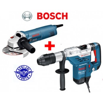 CONJUNTO BOSCH MARTELO ELECTROPNEUMÁTICO + MINI REBARBADORA