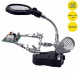 LUPA COM PINÇAS - 3ª MÃO COM LUZ LED