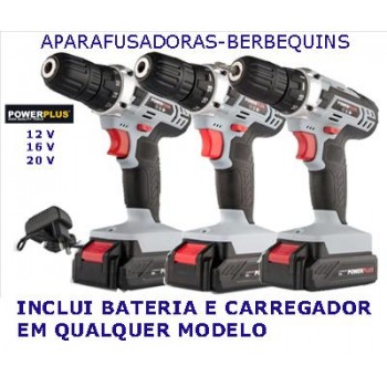 APARAFUSADORAS BERBEQUIM POWERPLUS A BATERIA